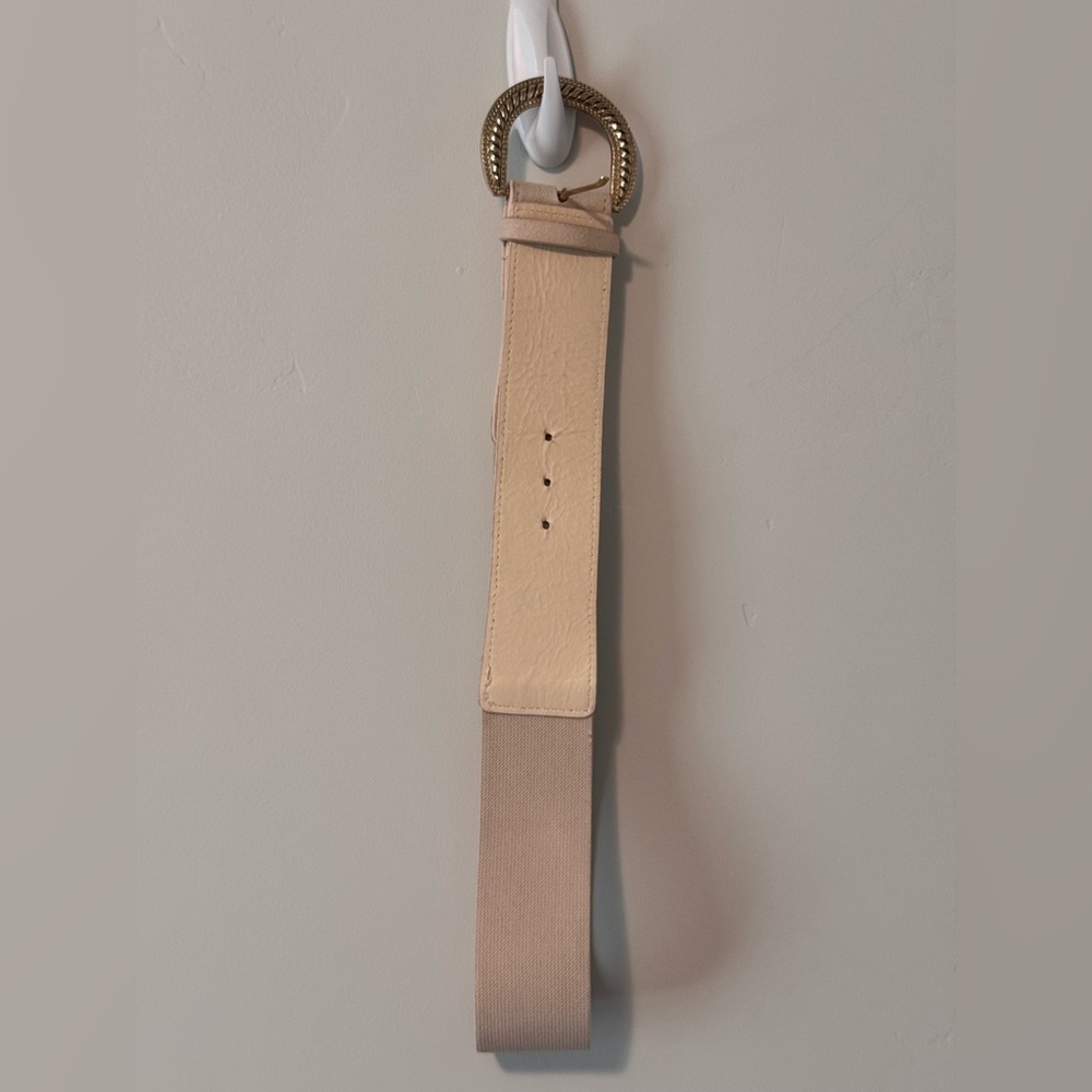 Beige Belt with Gold Buckle
